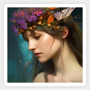 Butterfly Crown Lady Sticker